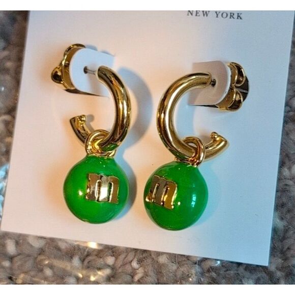 M&M RARE Kate Spade x M&Ms NEW earrings - green M&M candy huggie earrings